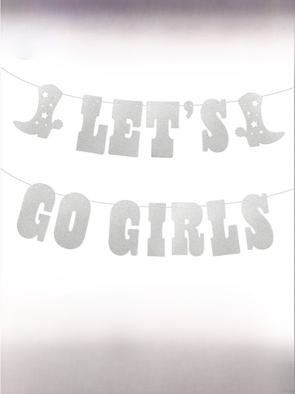 Sparkling "LET'S GO GIRLS" Banner - Silver Glitter
